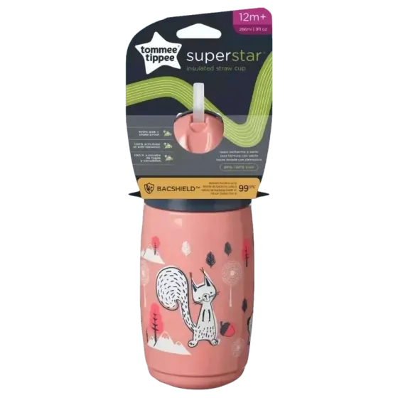 Tommee Tippee termo čaša sa silikonskom slamkom na izvlačenje, 266 ml, 12mj+