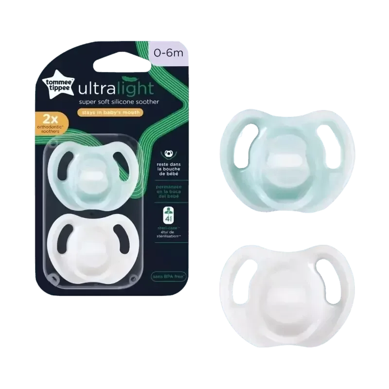 Tommee Tippee Duda varalica "ultra light" 0 - 6 mjeseci, 2 kom. (prozirna i tirkizna)