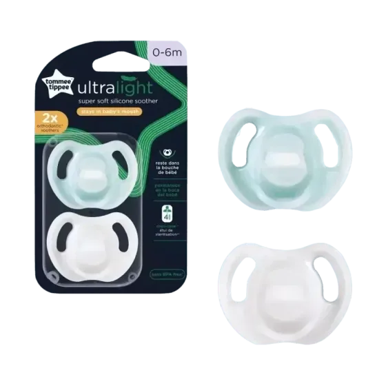 Tommee Tippee Duda varalica "ultra light" 0 - 6 mjeseci, 2 kom. (prozirna i tirkizna)