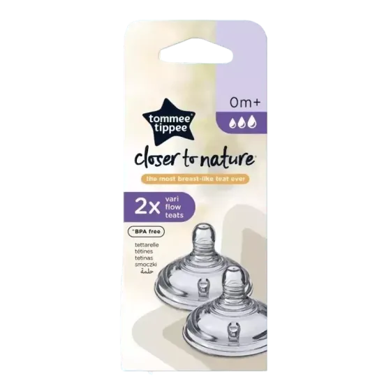 Tommee Tippee "Variflow" zamjenske dude  s  promjenjivim protokom, silikonske, 2 kom., 0+ mjeseci