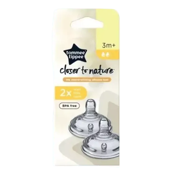 Tommee Tippee Zamjenske  dude  srednjeg  otvora, silikonske, 2 kom., 3+ mjeseci
