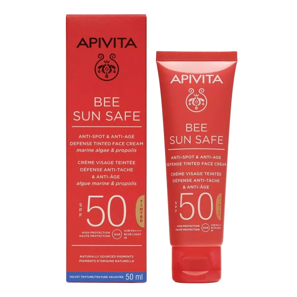 APIVITA Bee Sun Safe tonirana krema za lice  protiv mrlja i starenja SPF50, 50 ml