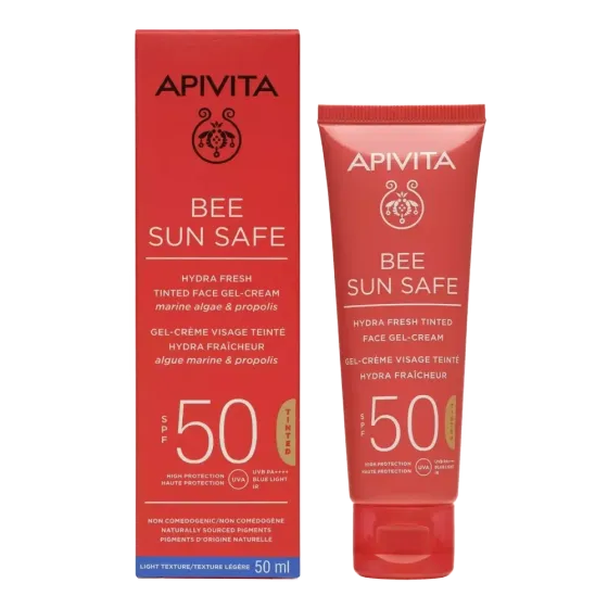 APIVITA Bee Sun Safe hidratantna tonirana gel-krema za lice SPF50, 50 ml