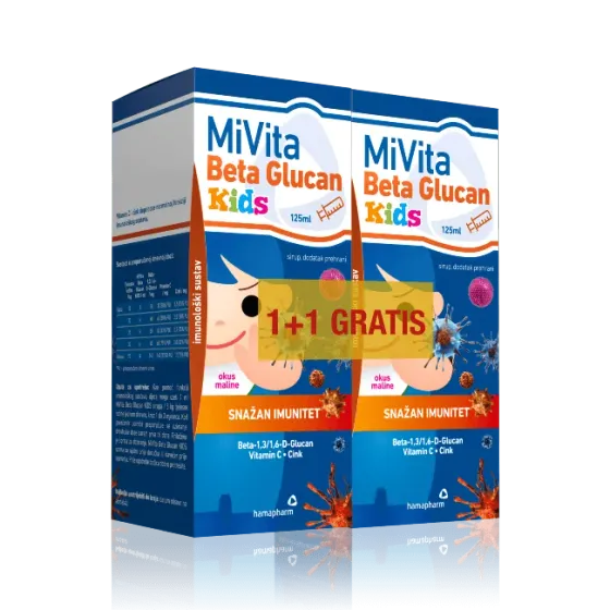 MiVita Beta Glucan Kids sirup 1+1, 125 ml (1+1 gratis)