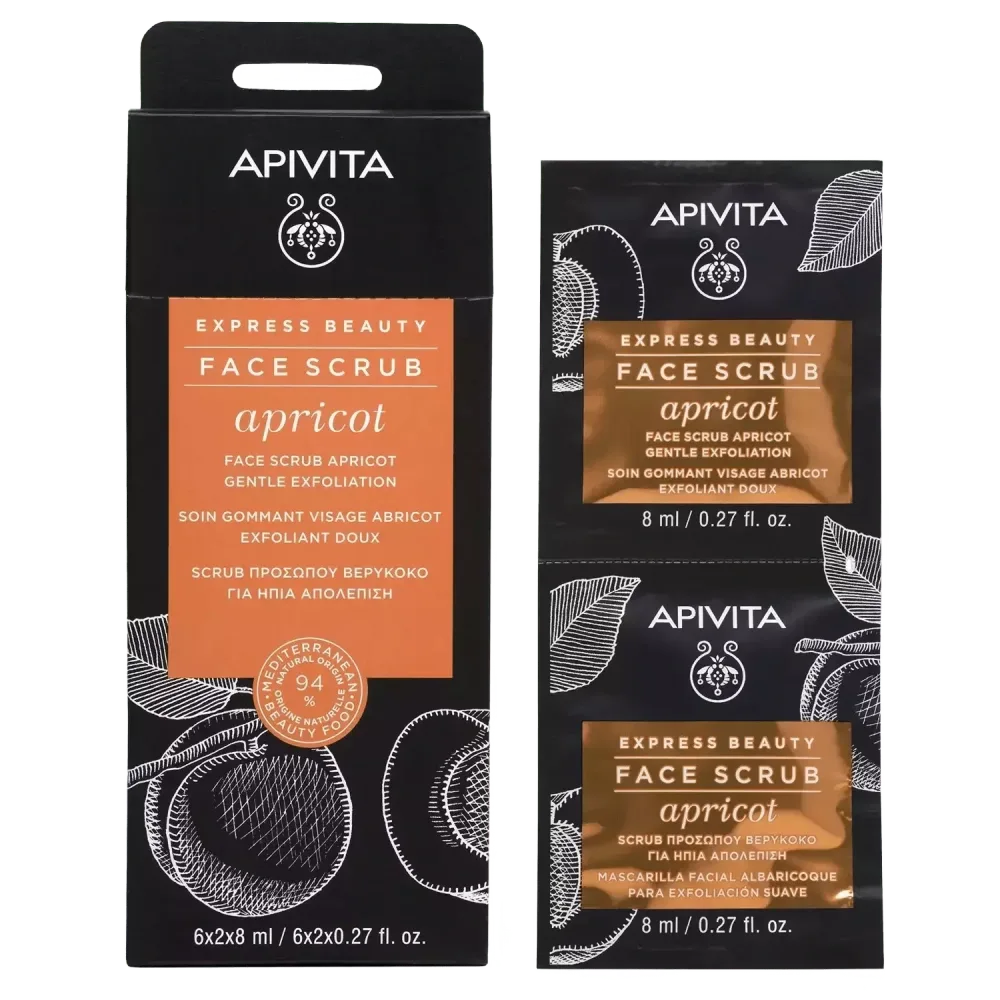 APIVITA Express beauty piling maska za lice s marelicom za nježnu eksfolijaciju, 2X8 ml