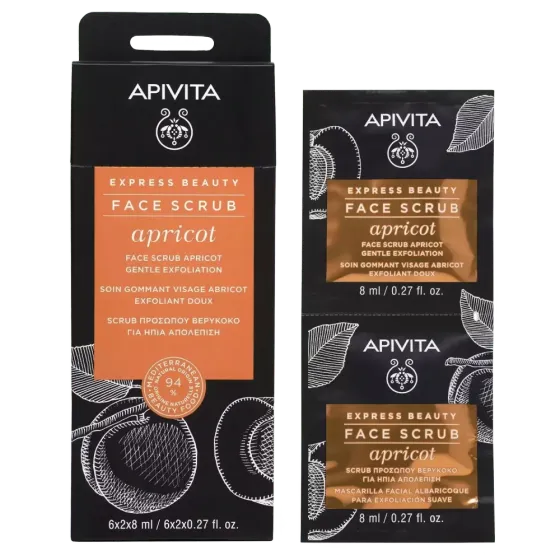 APIVITA Express beauty piling maska za lice s marelicom za nježnu eksfolijaciju, 2X8 ml