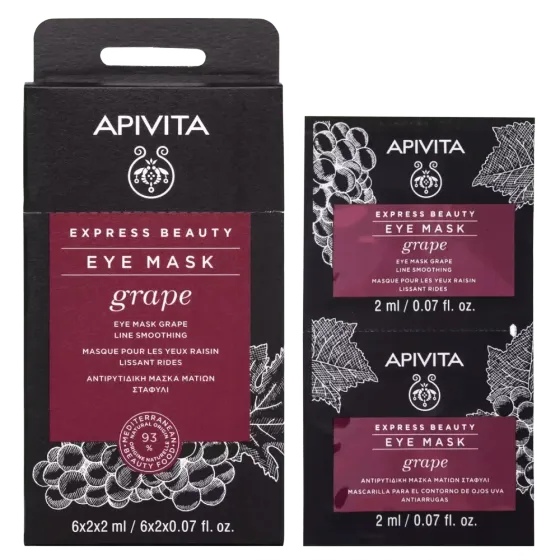 APIVITA Express beauty maska za područje oko očiju s grožđem za zaglađivanje, 2x2 ml